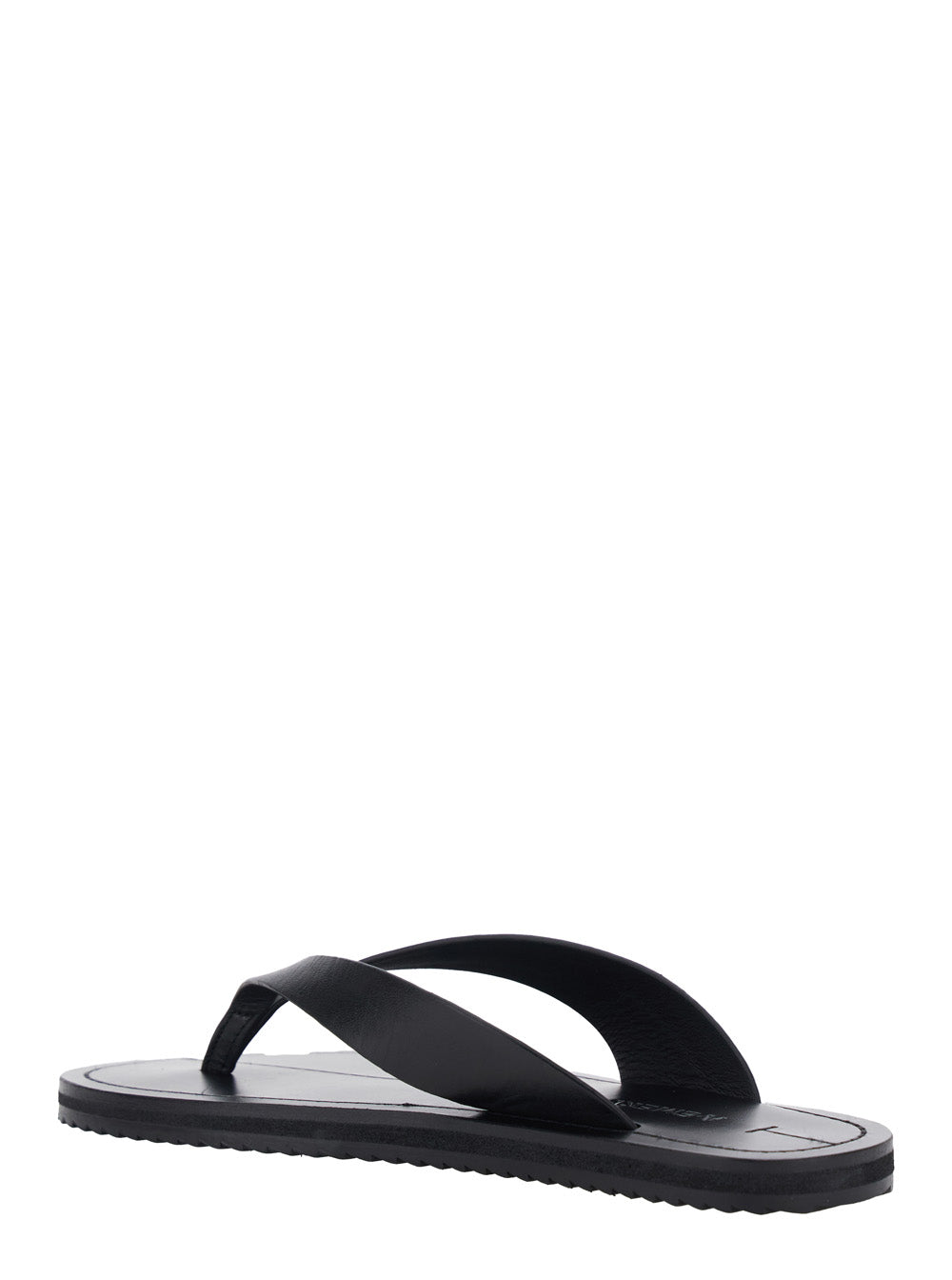 Flora Black Sandals with Flip-Flop Design and Grooved Sole in Leather Woman Goat Suede Flat Shoes