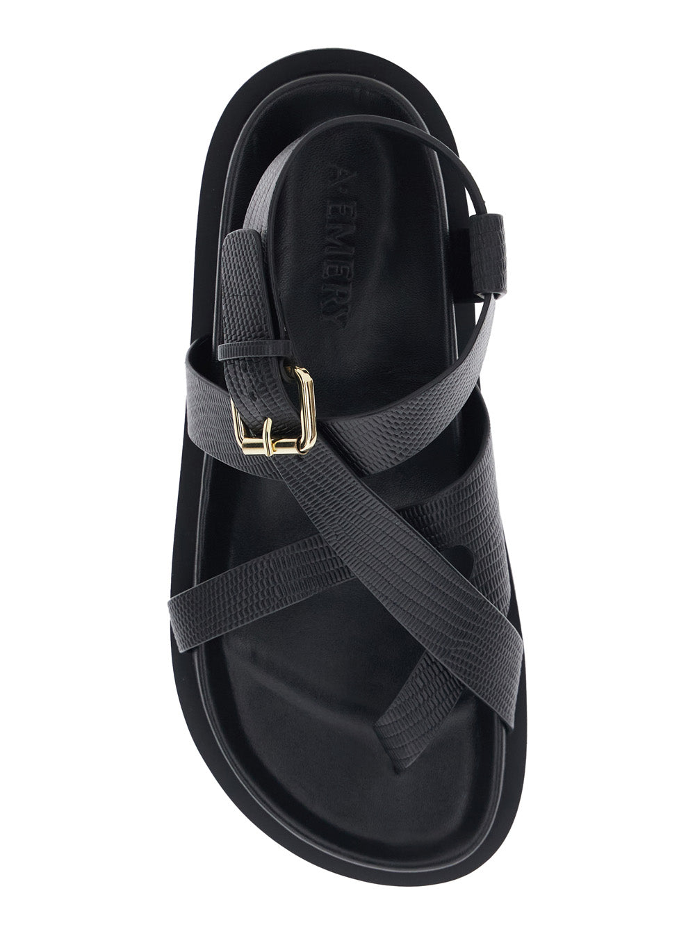 Elbert Sandals with Woven Straps and Leather Buckle Closure Black Women Cow Flat Shoes