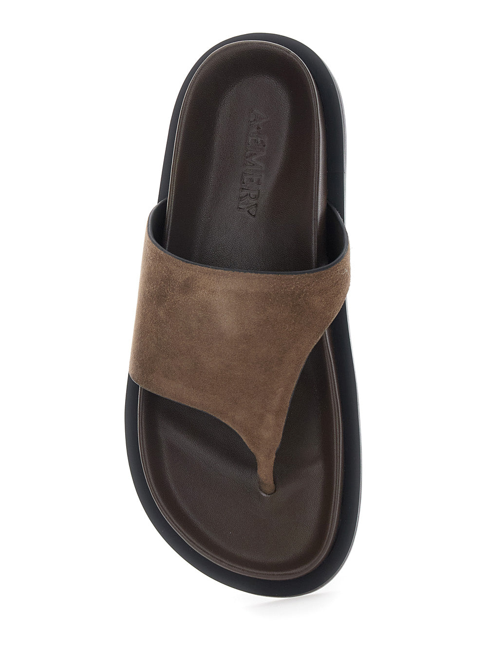 Imara Sandals with Shaped Insole and Rubber Sole in Brown Suede for Women Goat Flat Shoes