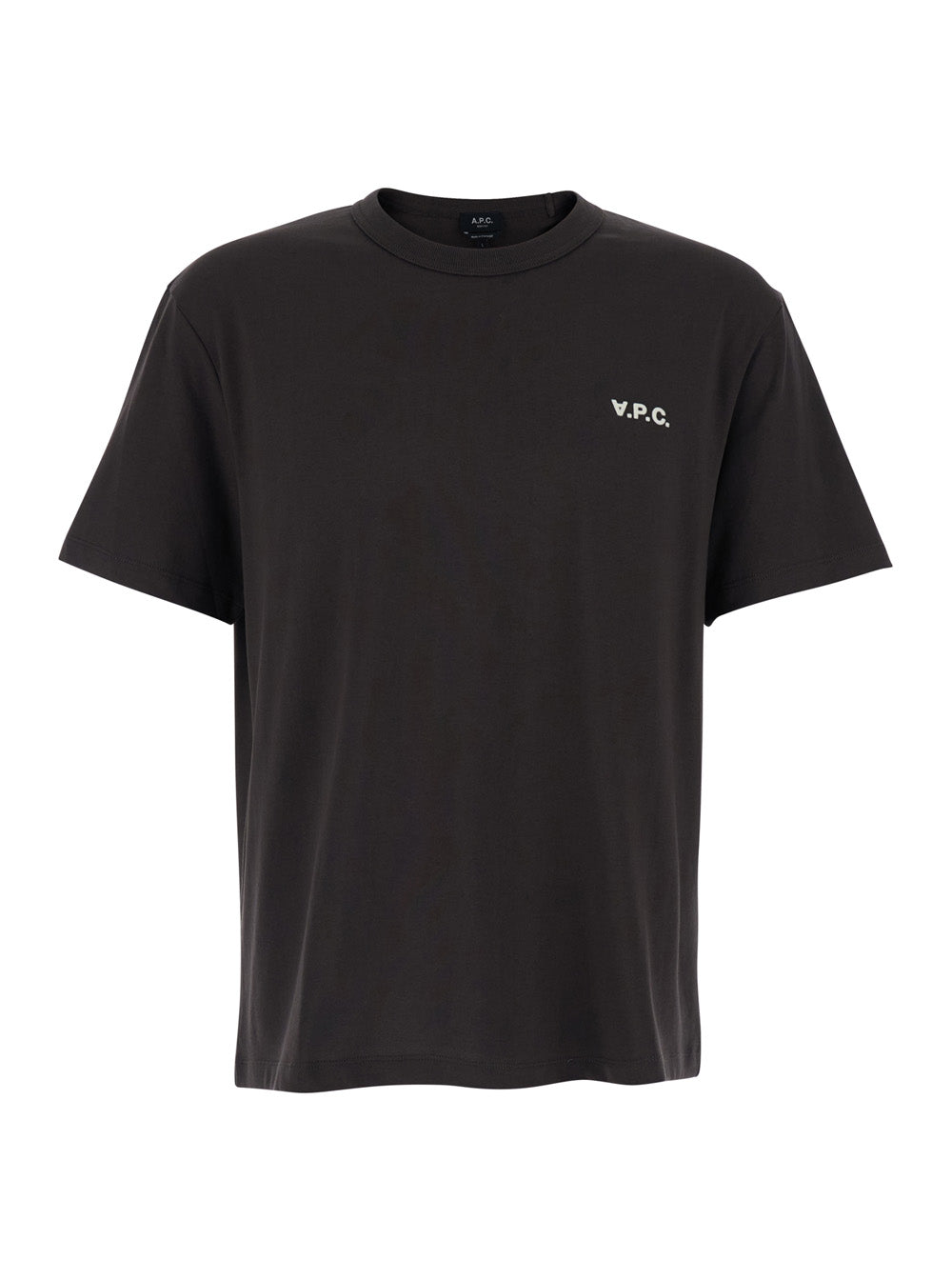 Brown Crew Neck T-shirt with Front Logo in Cotton Man Tshirts And Polo Shirts