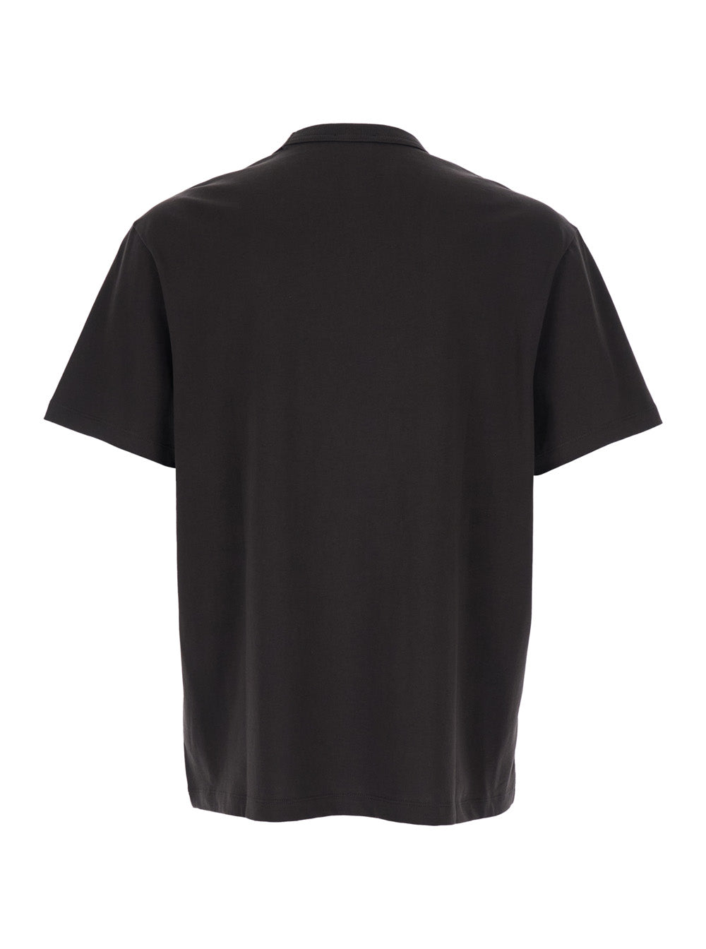Brown Crew Neck T-shirt with Front Logo in Cotton Man Tshirts And Polo Shirts