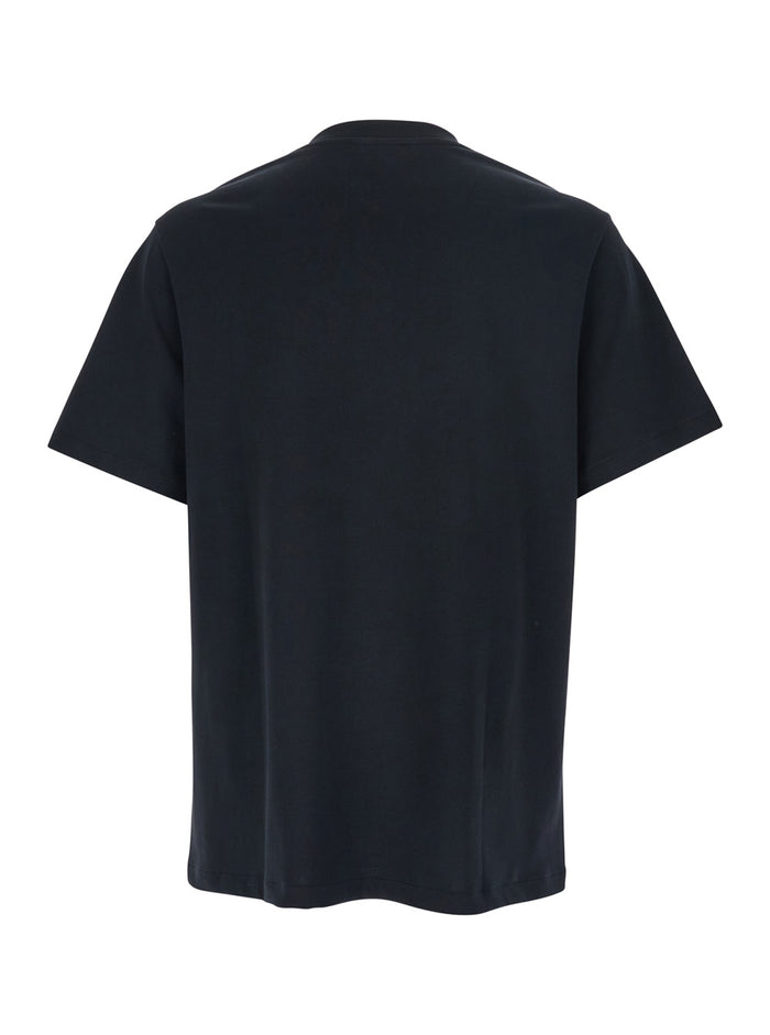 Black T-Shirt with Embroidered Logo on the Front In Cotton for Women Biologic Tshirts And Polo Shirts