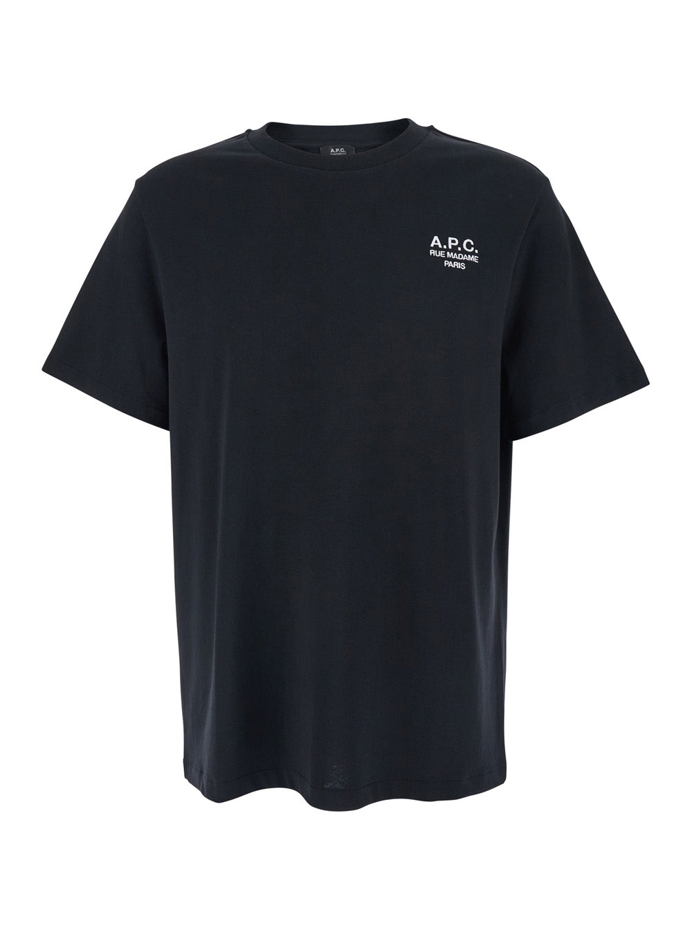 Black T-Shirt with Embroidered Logo on the Front in Womens Cotton Biologic Tshirts And Polo Shirts