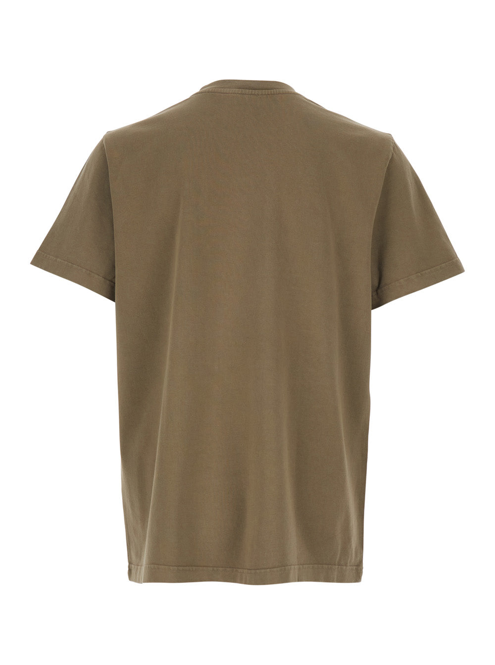 Brown Crew Neck T-Shirt with Logo Lettering on the Front in Cotton for Men Biological Tshirts And Polo Shirts