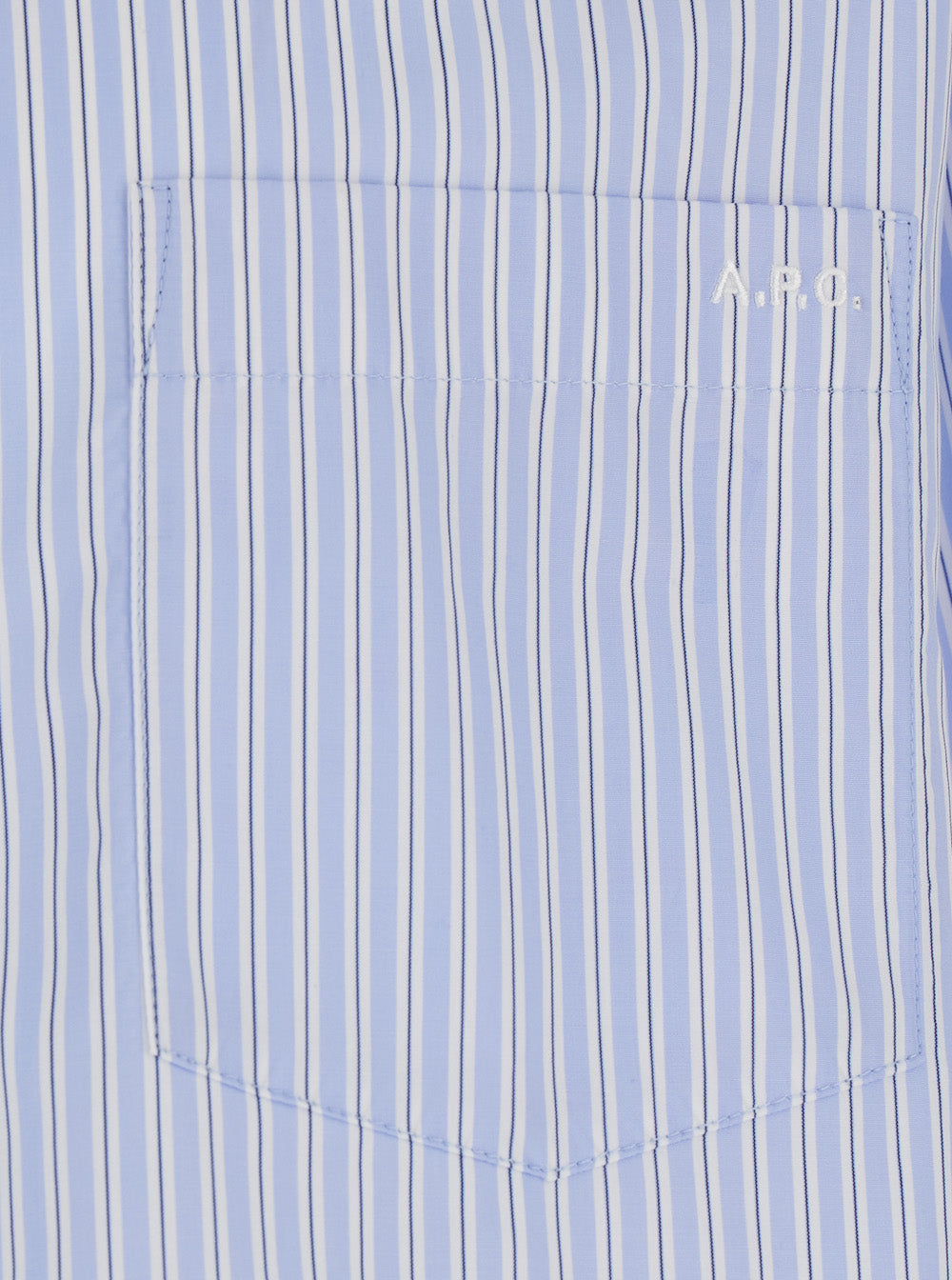 Light Blue Long-Sleeved Shirt With Classic Collar And Striped Motif In Cotton For Men Blouses