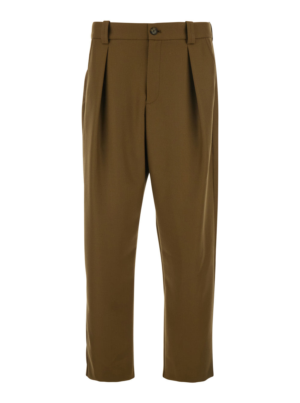 Renato Brown Pants with Pleats on the Front in Wool Blend for Men Polyester Virgin Trousers