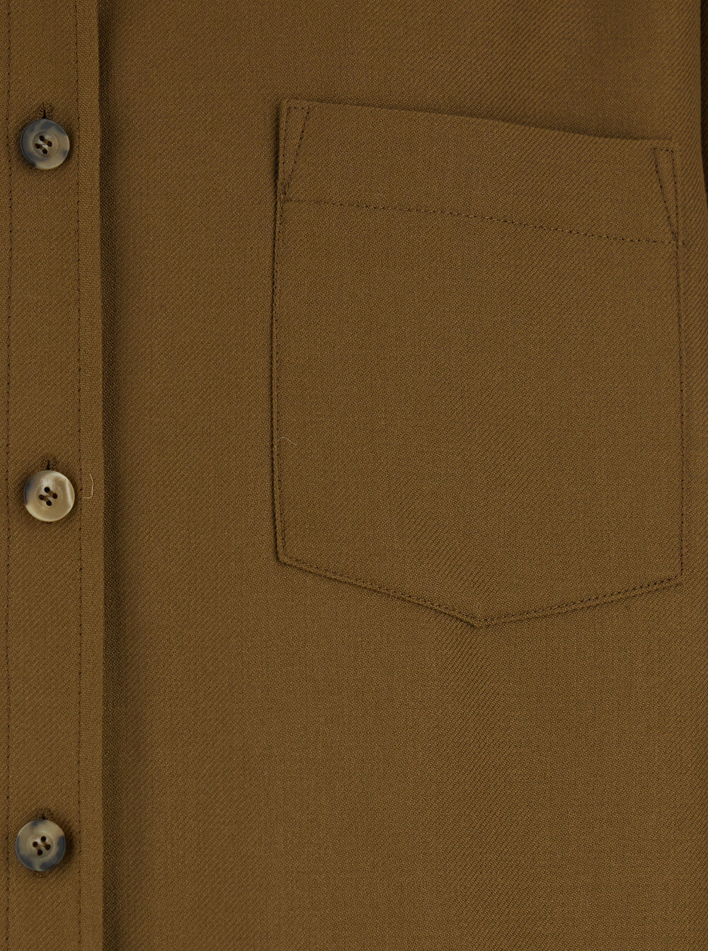 Brown Jacket with Classic Collar and Button Cuffs in Wool Blend Men Polyester Virgin Outerwear