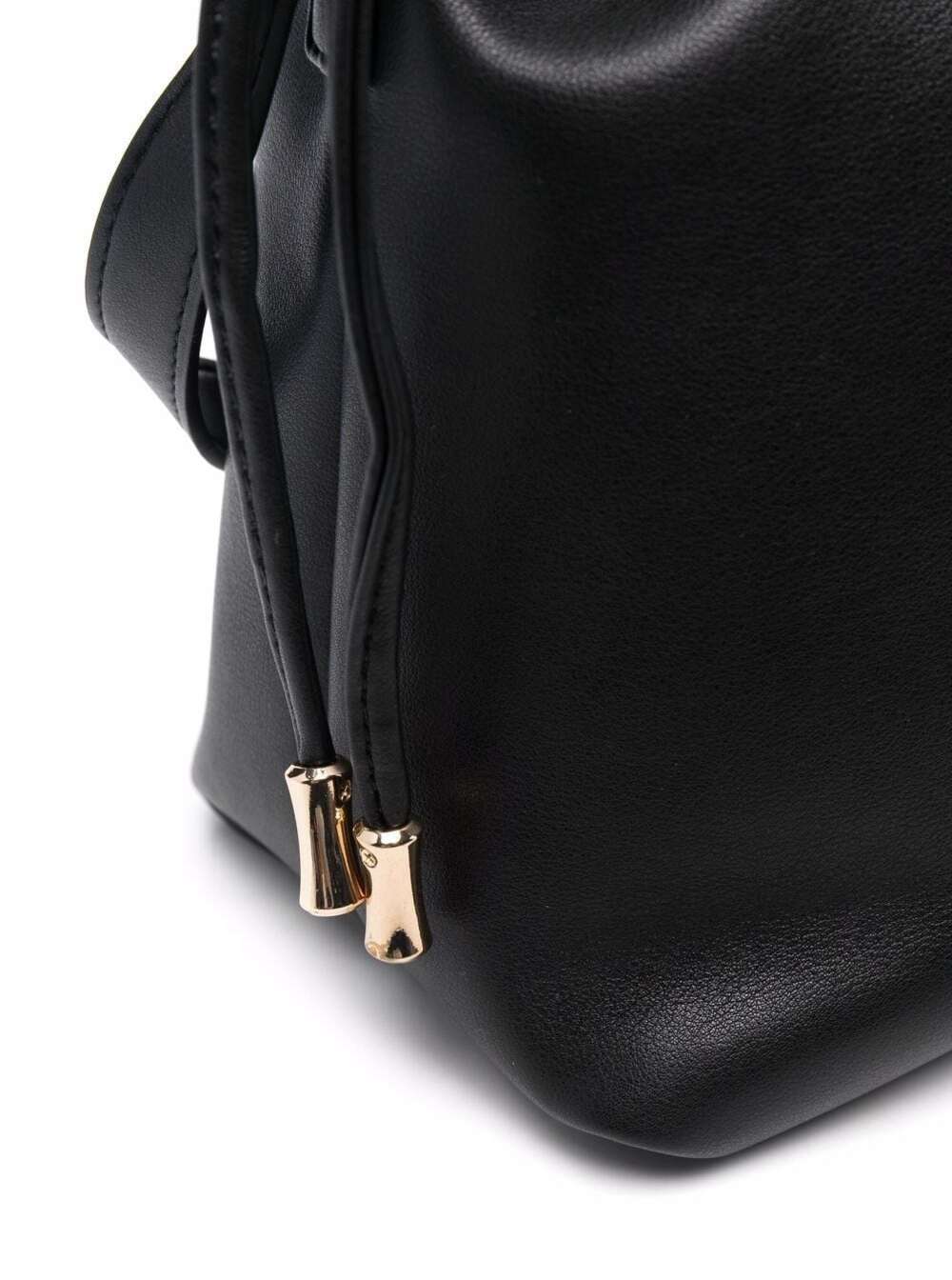 Black Crossbody Bag With Logo Lettering On The Front And Drawstring Closure Ecoleather For Women