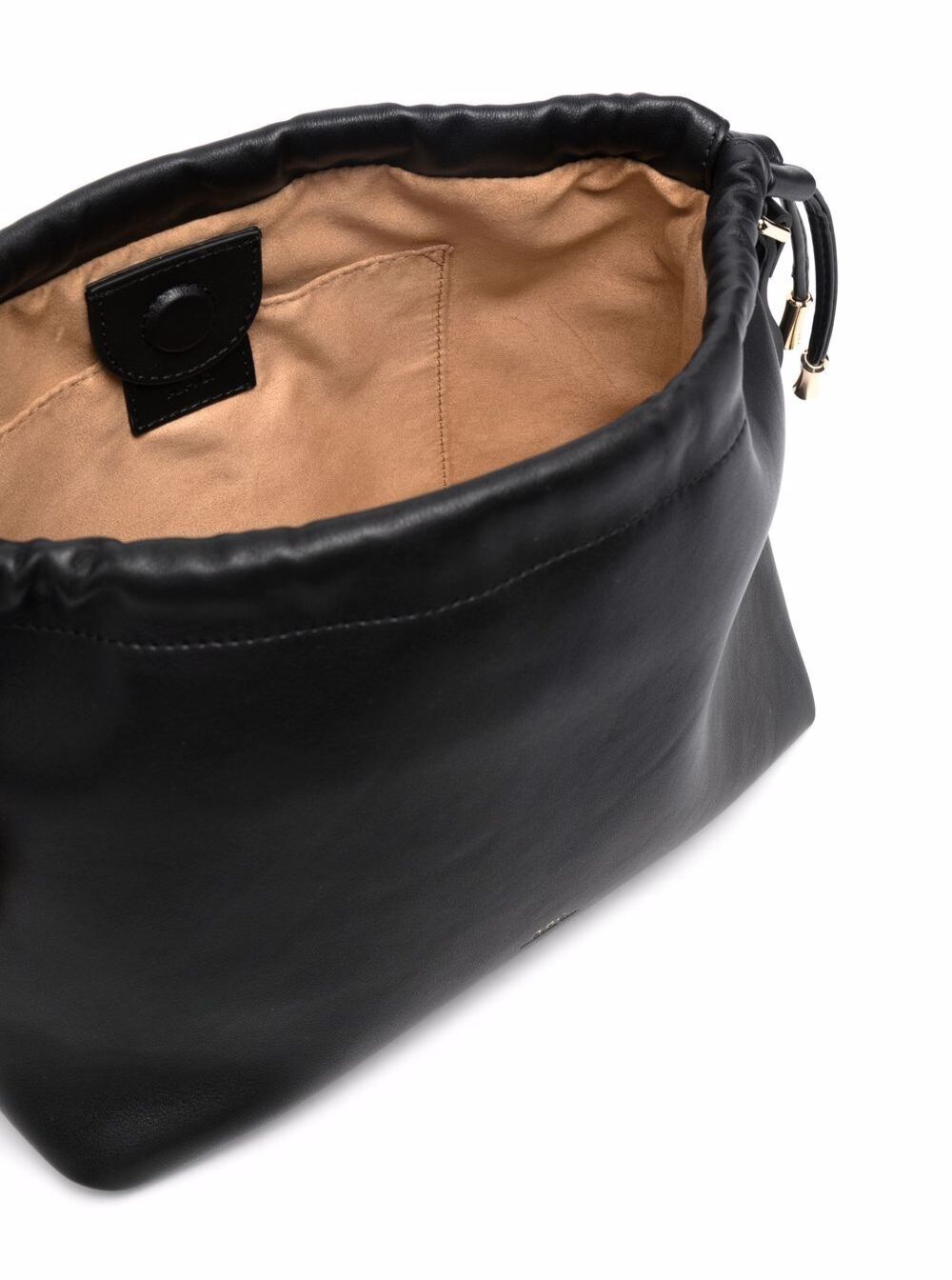 Black Crossbody Bag With Logo Lettering On The Front And Drawstring Closure Ecoleather For Women