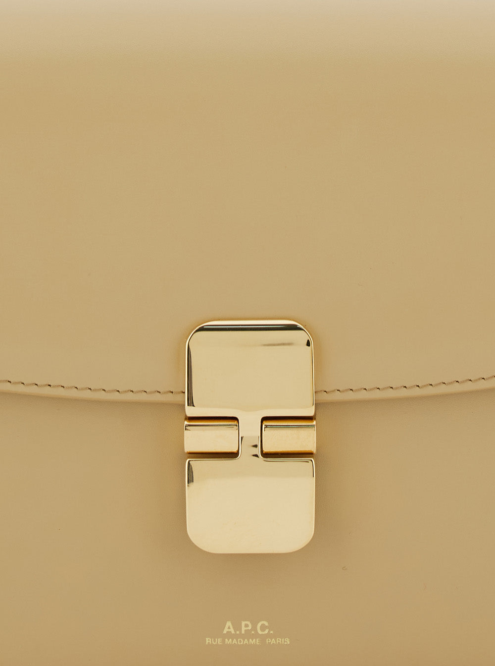 Grace Small Beige Crossbody bag with Adjustable Strap and Logo Plate on the Front in Leather Woman Cow