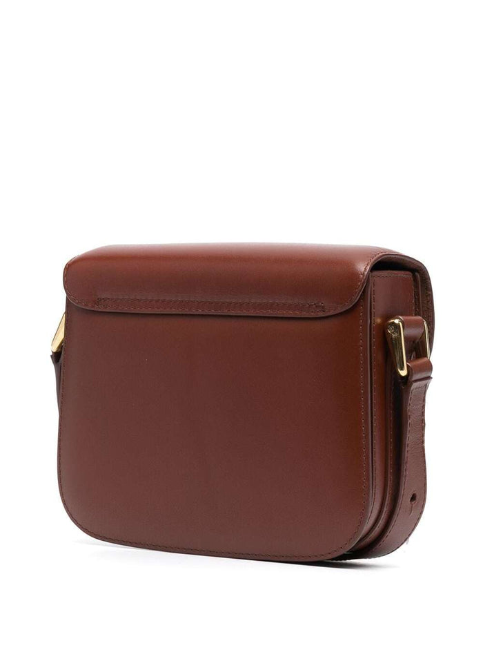Grace Mini Brown Crossbody bag with Leather Buckle Closure in Eco Woman Cow
