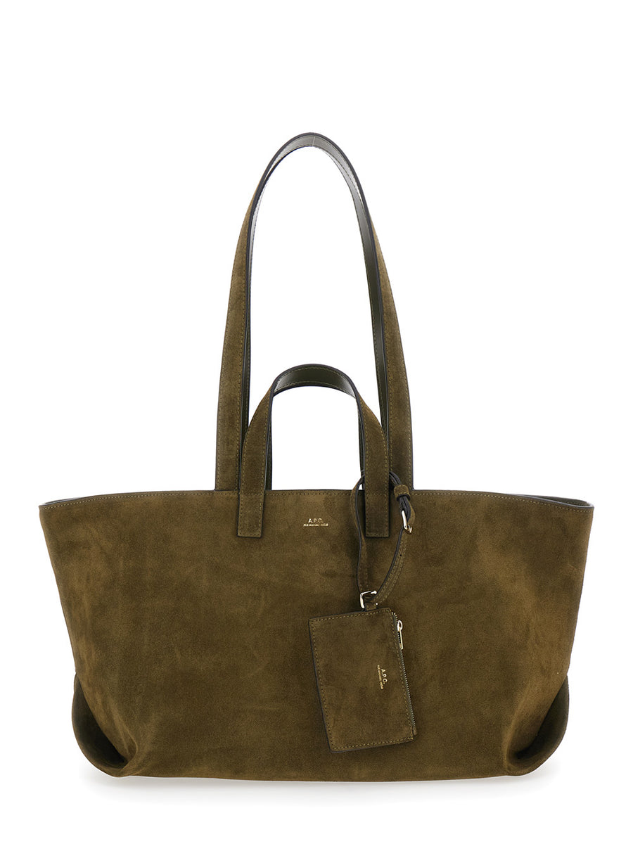 Tote Bag Le Drummer Green Suede Calf Leather