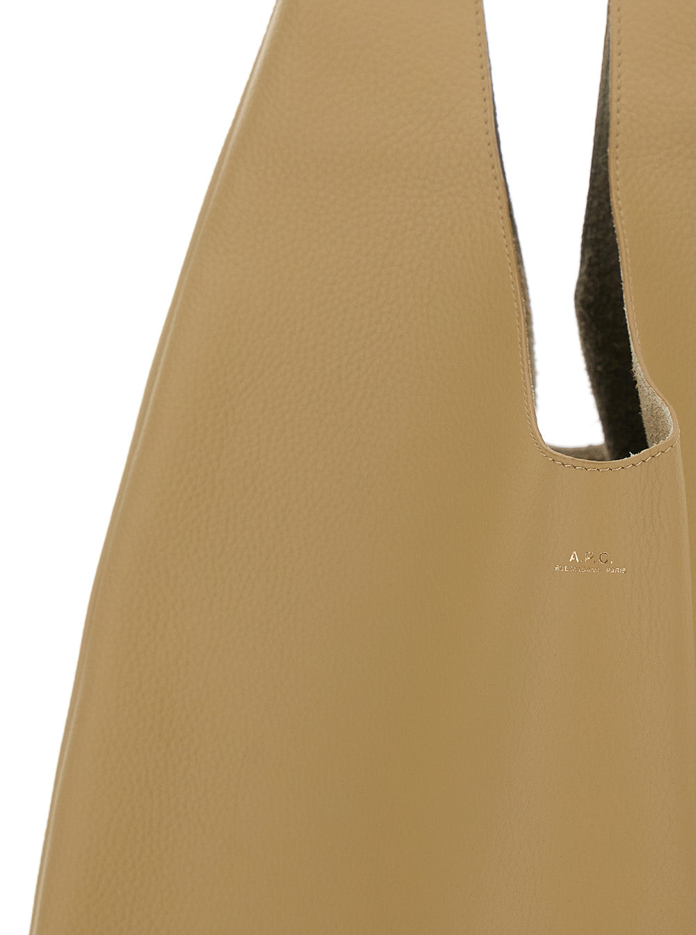 Le Neige Beige Shoulder Bag with Logo Embossed on the Front in Crinkled Leather for Women Cow