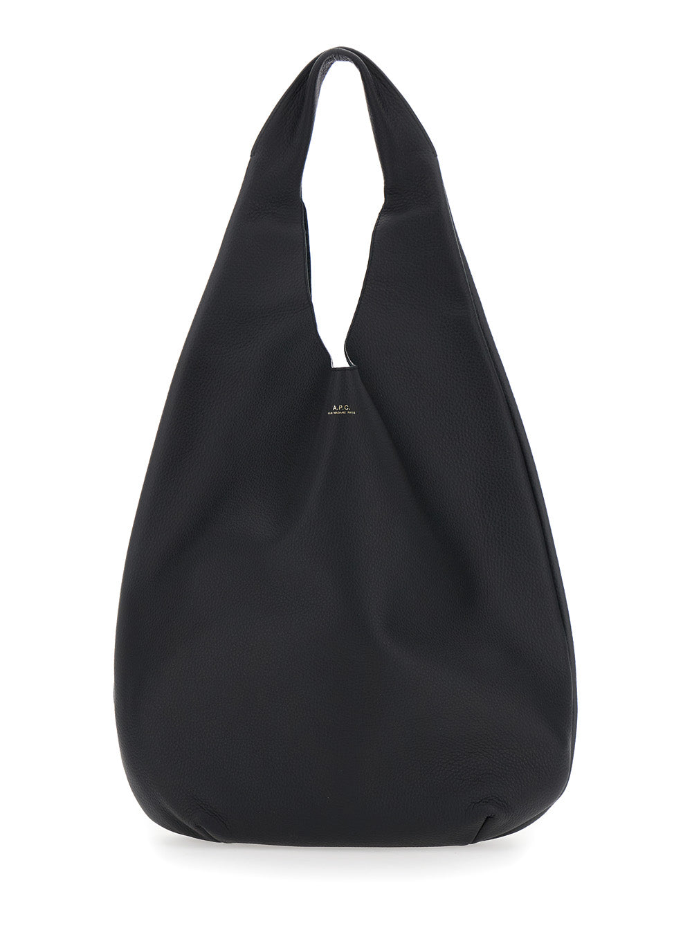 Le Neige Black Handbag with Logo Embossed on the Front in Crinkled Leather for Women Cow Shoulder Bags