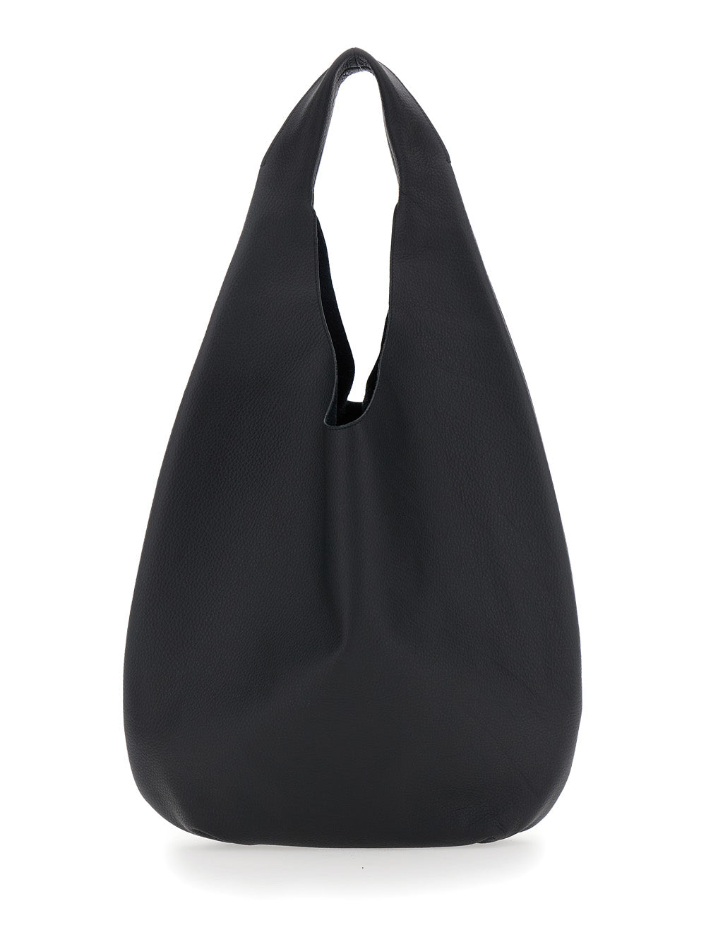 Le Neige Black Handbag with Logo Embossed on the Front in Crinkled Leather for Women Cow Shoulder Bags