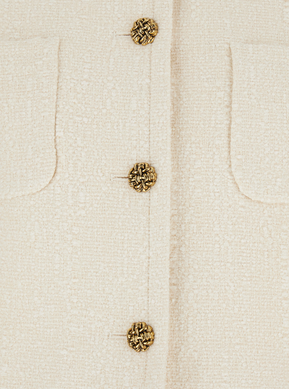 Meredith White Crop Jacket With Round Neck And Metallic Buttons Cotton Wool Blend Woman Polyamide Blazers