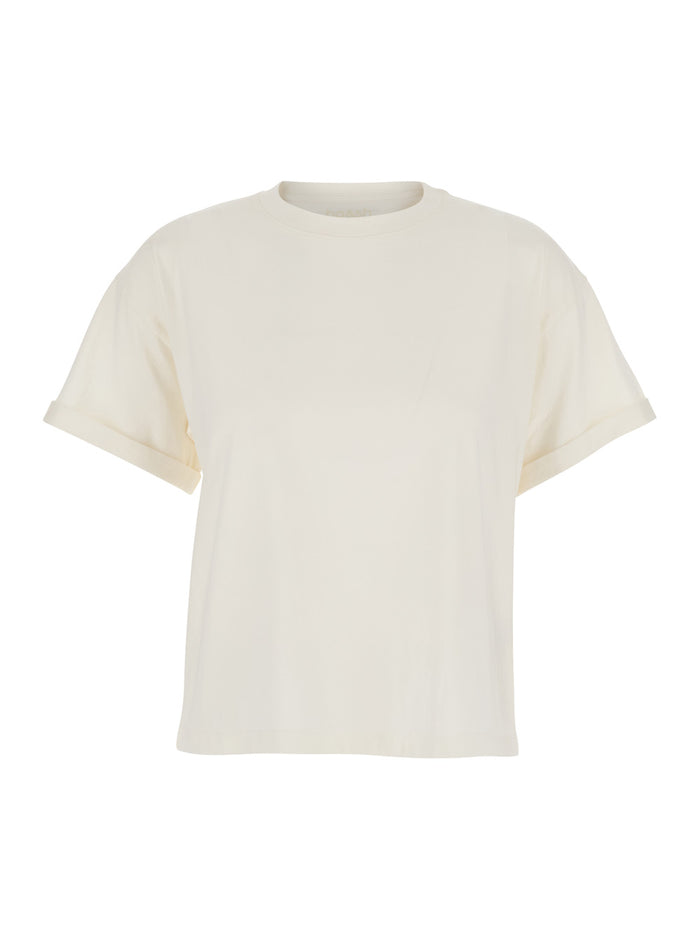 Rosie White T-Shirt with Round Neck and Short Sleeves in Cotton for Women Tshirts Polo Shirts