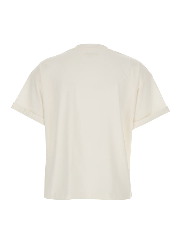 Rosie White T-Shirt with Round Neck and Short Sleeves in Cotton for Women Tshirts Polo Shirts