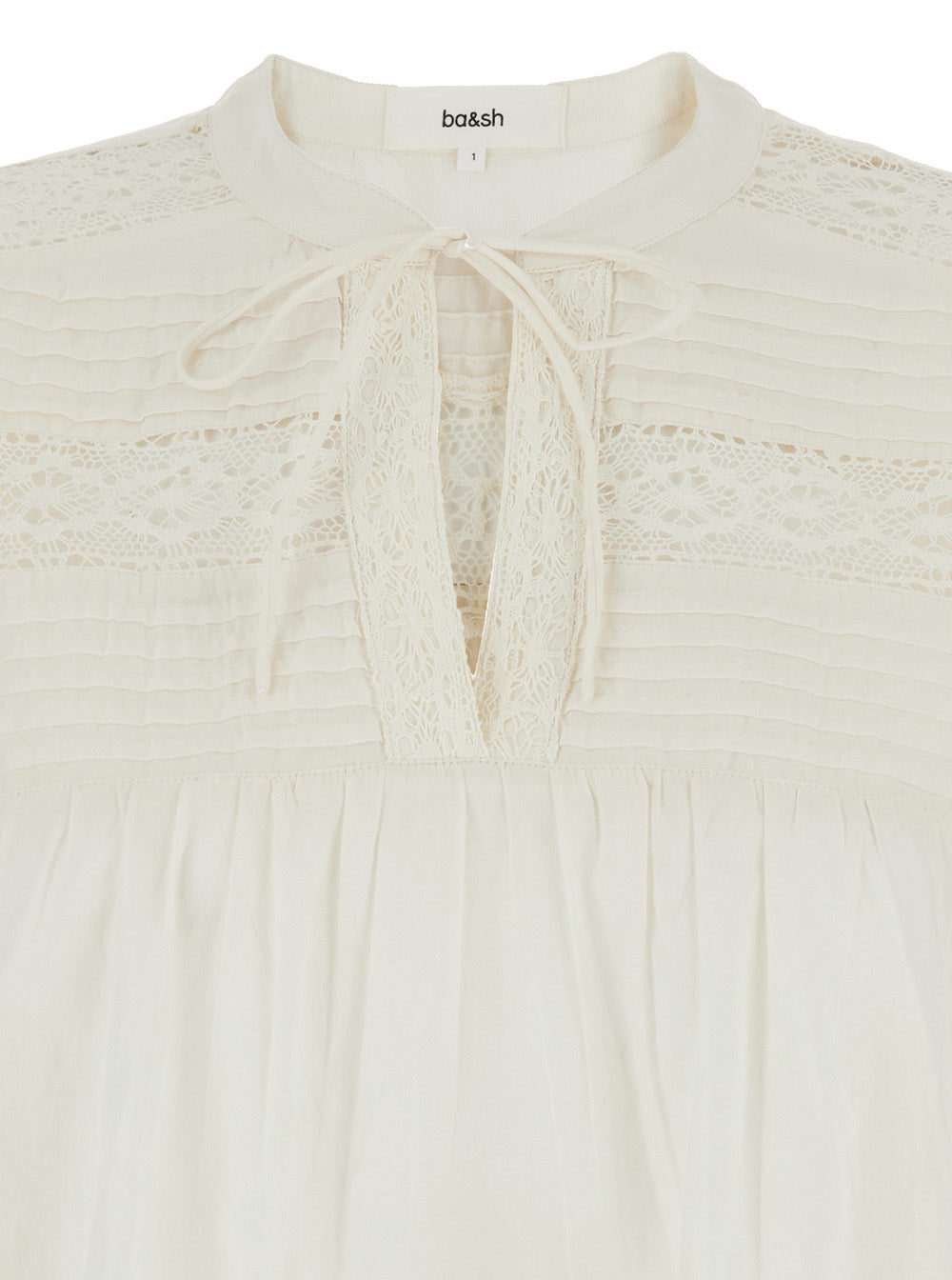 White crew neck blouse with knot closure and embroidered design in cotton woman Shirts Blouses