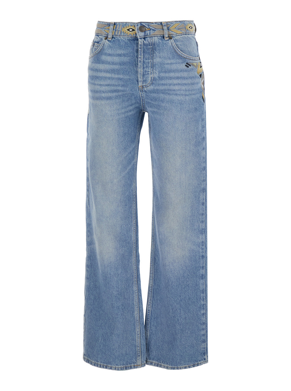 Rize Blue Jeans With Embroidery Details And Five-Pocket Design In Cotton Woman Blu