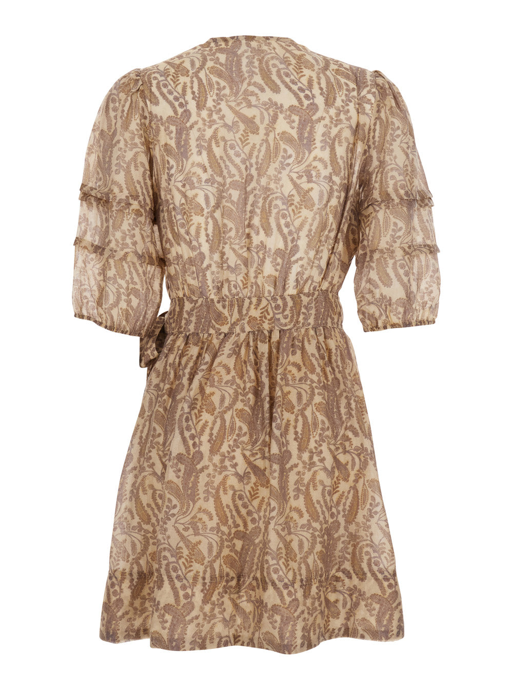 Teodora Beige Dress With V-Neck And Knot At Waist In Fabric Woman Lyocell Nylon