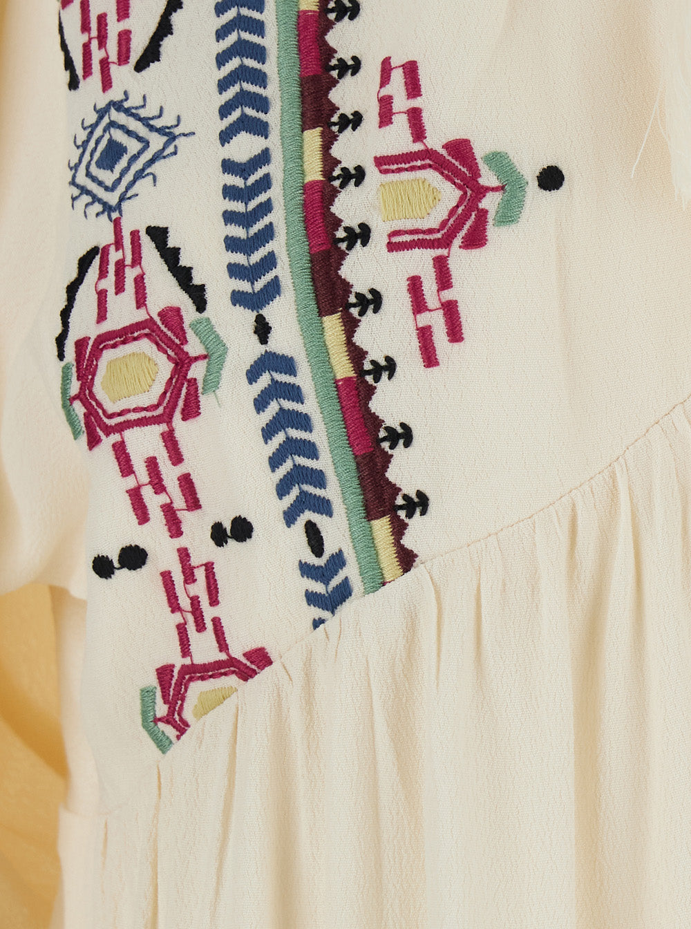 White Blouse With Knot Closure And Embroidered Details In Viscose Woman Shirts Blouses