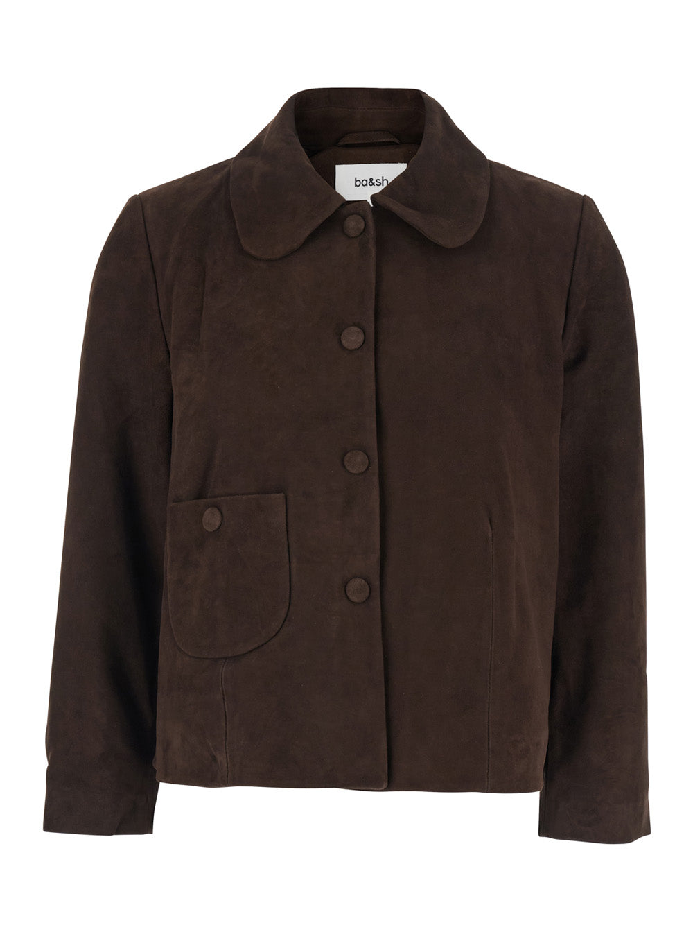 Milas Brown Jacket With Wide Classic Collar And Front Pocket In Fabric Woman Acetate Blazers