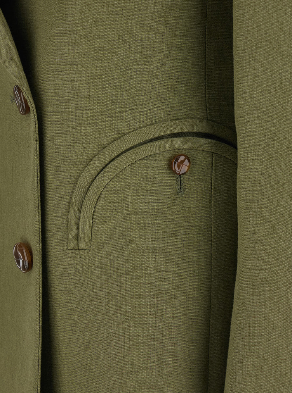 Double-breasted jacket with peak revers in green viscose for women Linen Blazers