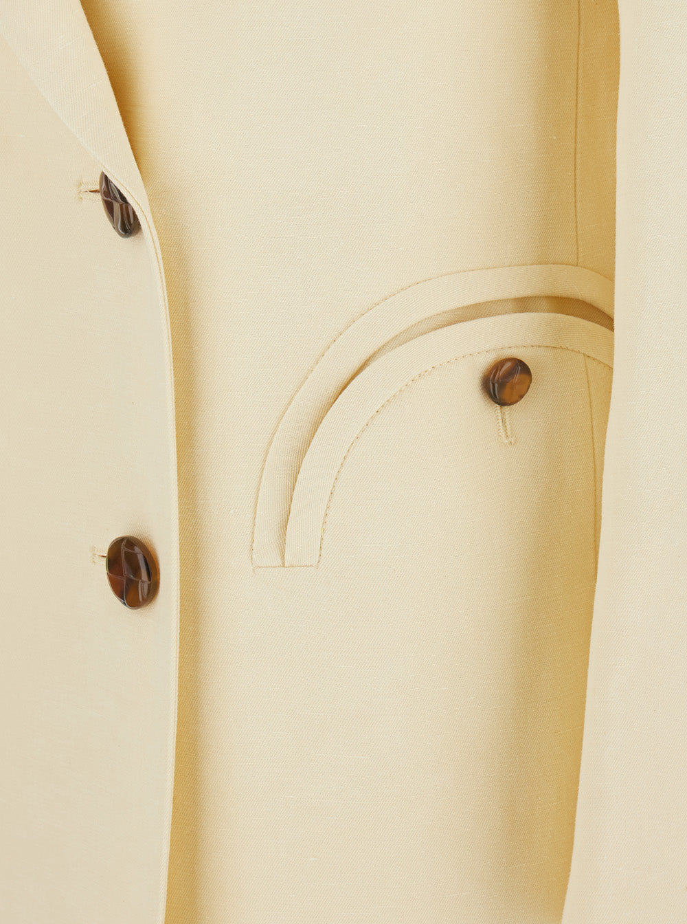 Beige Double-breasted Jacket in Linen and Silk Blend for Women Blazers