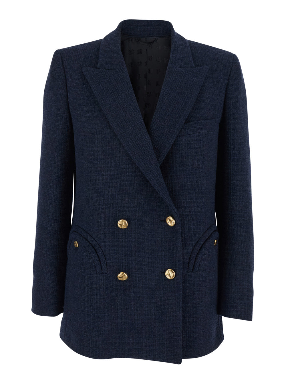 Zenith Blue Double-Breasted Jacket With Peak Revers In Cotton Blend For Women Blu Polyester Other Fibers Blazers