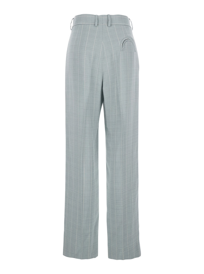 Blue Striped Pants PTMPA01AFYAY01 in Viscose for Women Light Polyester Trousers