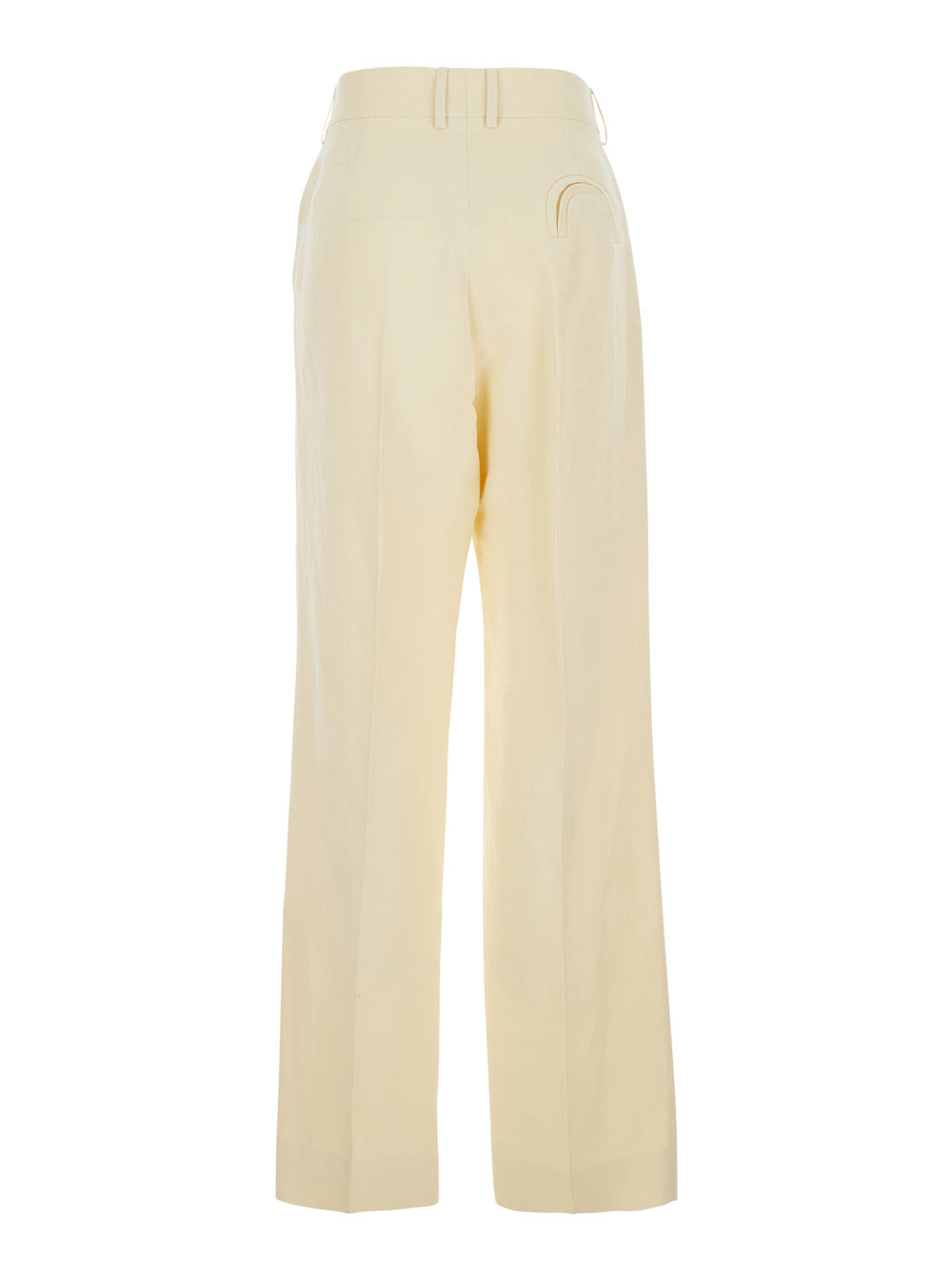 Pants PTMPA01SVBESSE Beige with two side pockets in linen blend for Women Silk Trousers