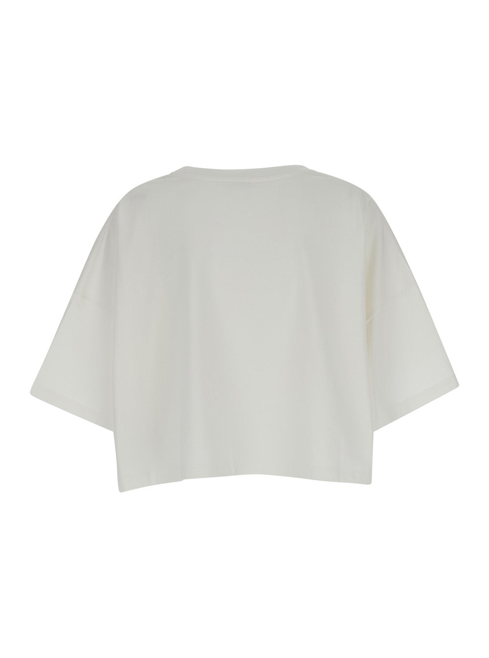 White Crop T-Shirt with Logo Lettering in Cotton Woman Tshirts And Polo Shirts
