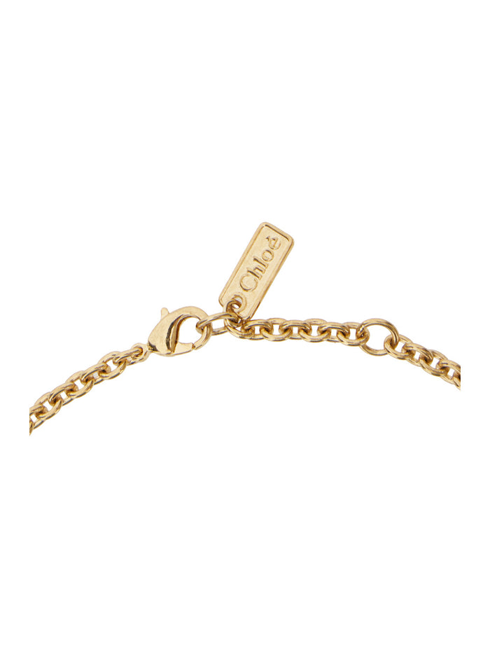 Necklace with Hook Closure and Three Brass Logo Charms for Women Metallic Necklaces