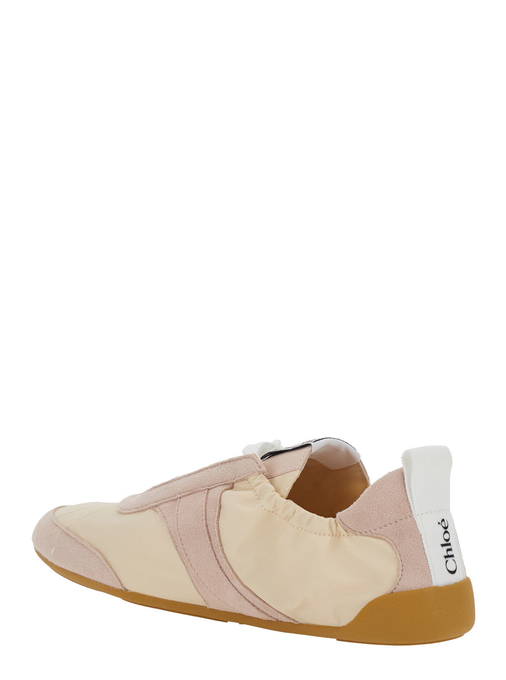 Sneaker Kick with Side Lettering Logo and Elasticized Details in Beige Fabric for Women Polyester