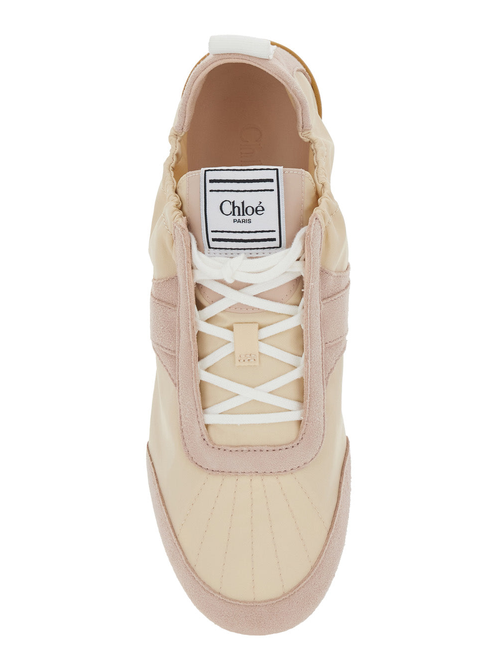 Sneaker Kick with Side Lettering Logo and Elasticized Details in Beige Fabric for Women Polyester
