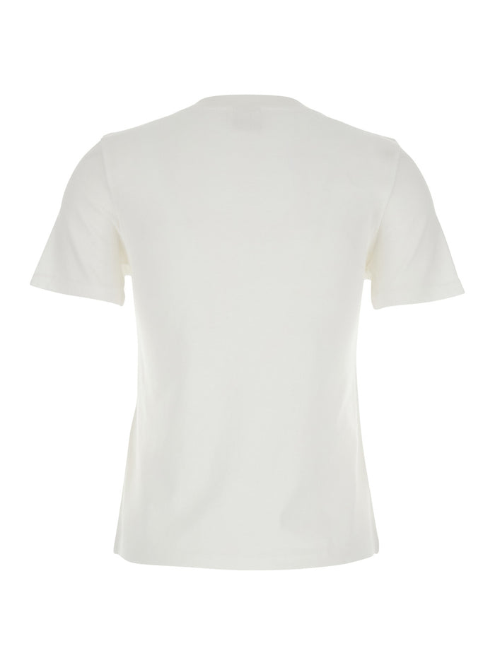White Crew Neck T-Shirt With Logo Lettering On The Front Cotton For Women Tshirts And Polo Shirts