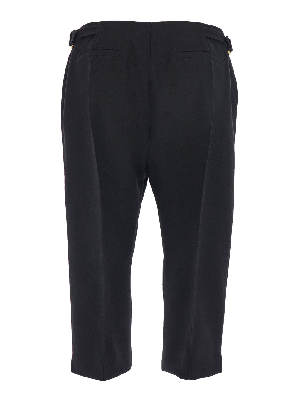 Black Bermuda with Side Buckle Closure and Front Pleats in Wool for Women Shorts