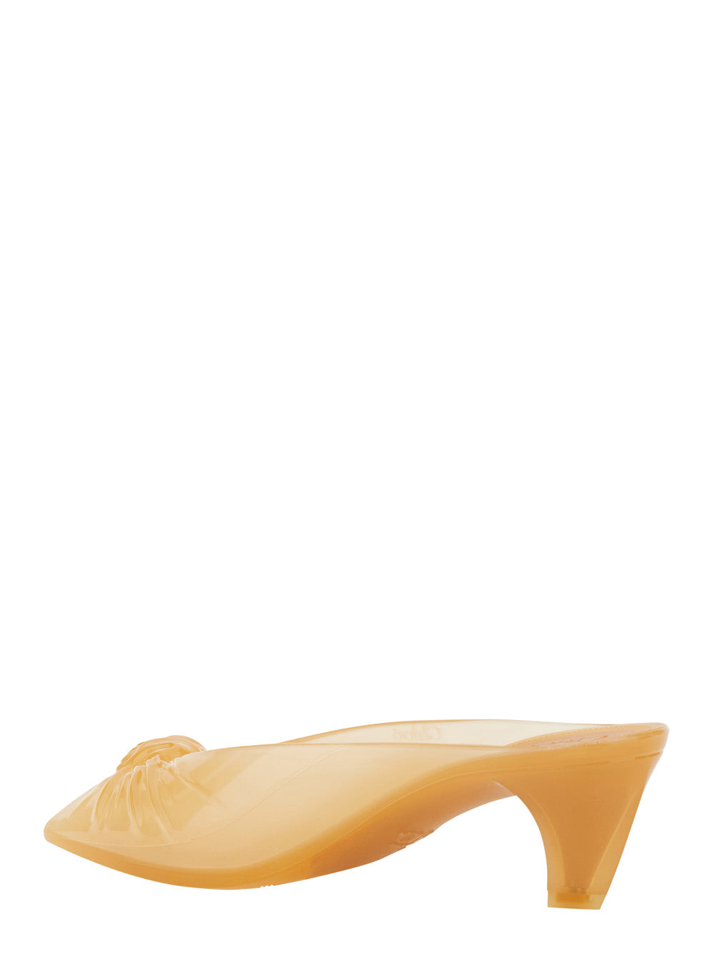 Azia Sandals With Shaped Straps In Champagne Glitter Leather For Women Orange Heels