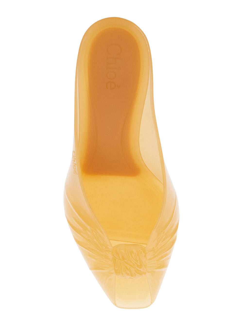 Azia Sandals With Shaped Straps In Champagne Glitter Leather For Women Orange Heels
