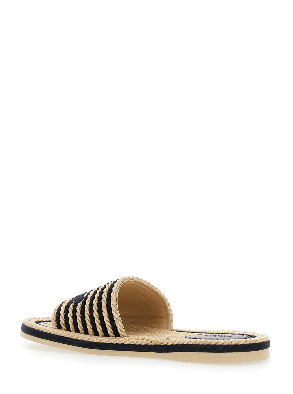 Sandals 19a With Shaped Straps In White Leather For Women White/black Flat Shoes