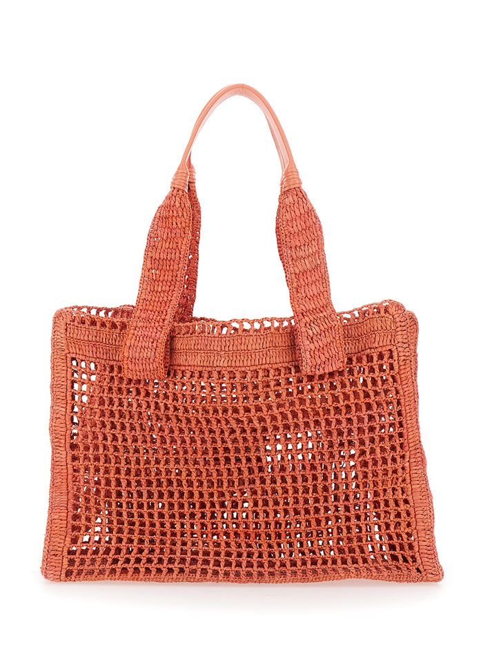 Summer Banana Tote Bag With Fuchsia Leather Details Fuxia