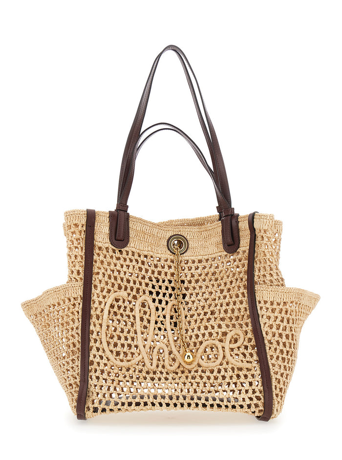 Tote Bag S906 With Iconic Leather Details Beige Women