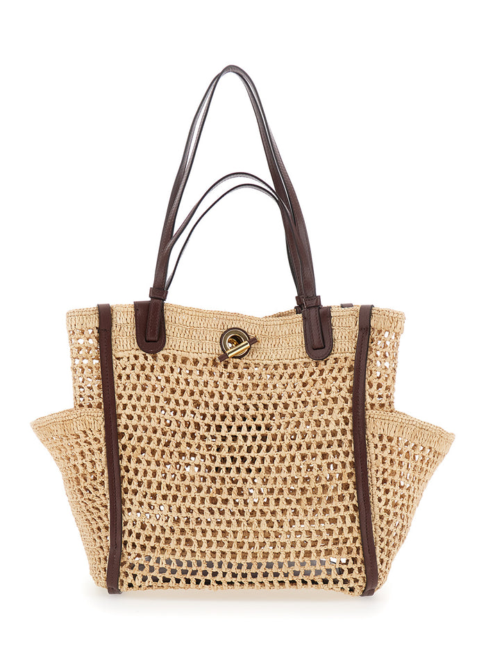 Tote Bag S906 With Iconic Leather Details Beige Women