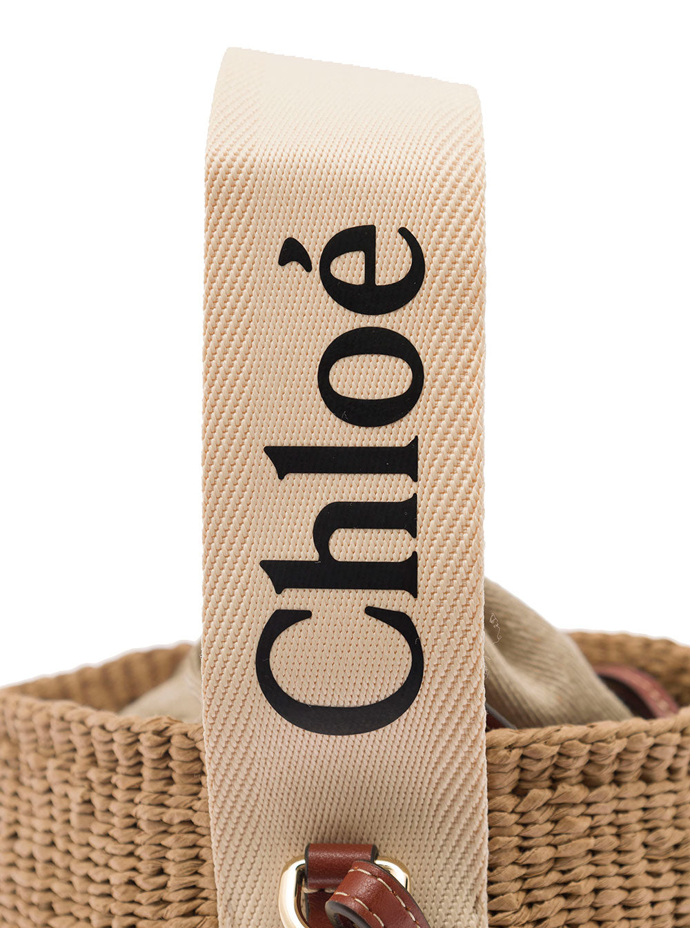 Beige Woody Small Hand Bucket In Raffia For Women Paper Crossbody Bags