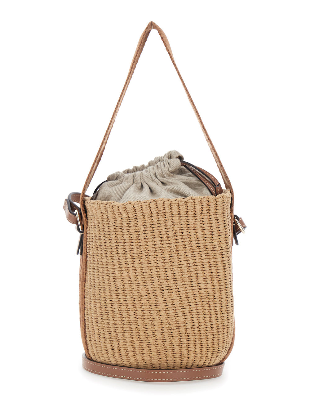 Beige small Woody Handbag in Raffia for women Textile Paper Crossbody Bags