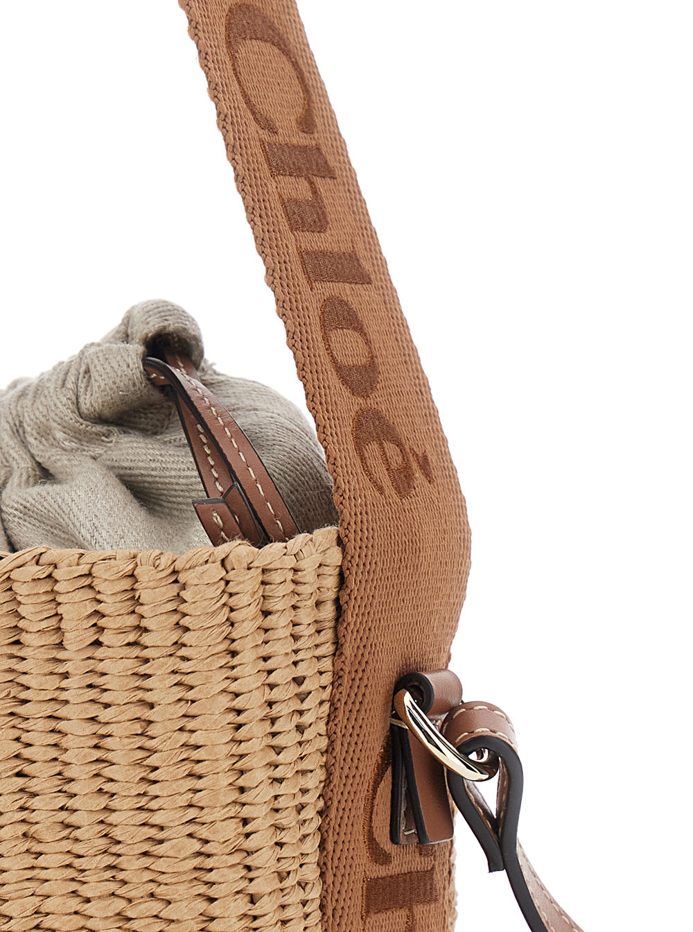 Beige small Woody Handbag in Raffia for women Textile Paper Crossbody Bags