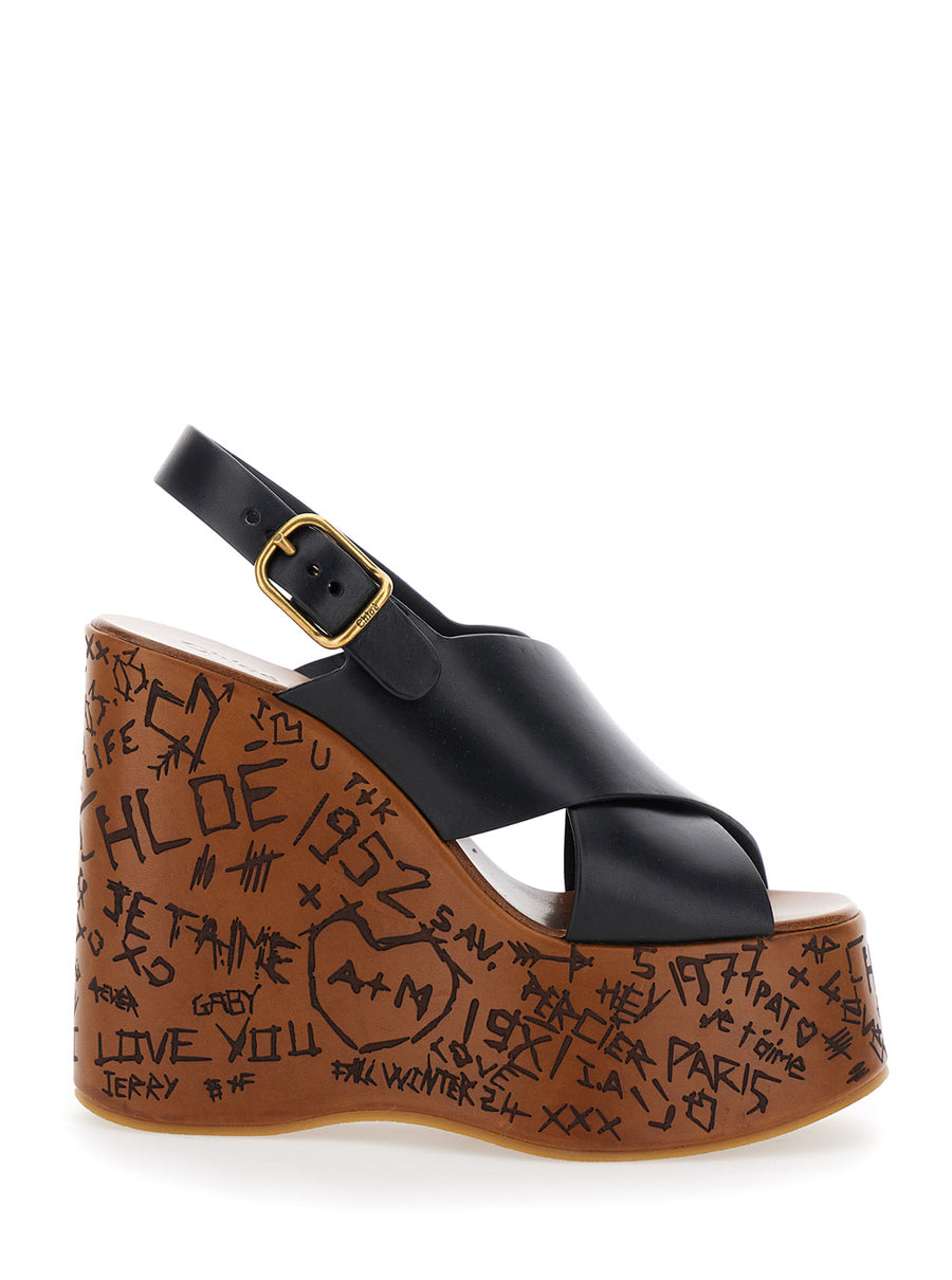 Wedges Maxime Black Leather Calf Shoe