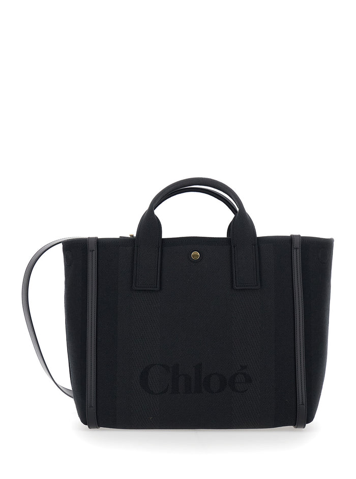 Tote bag Carry Media with Logo Printed on the Front in Black Cotton Canvas for Women Polyester Other Fibres Hand