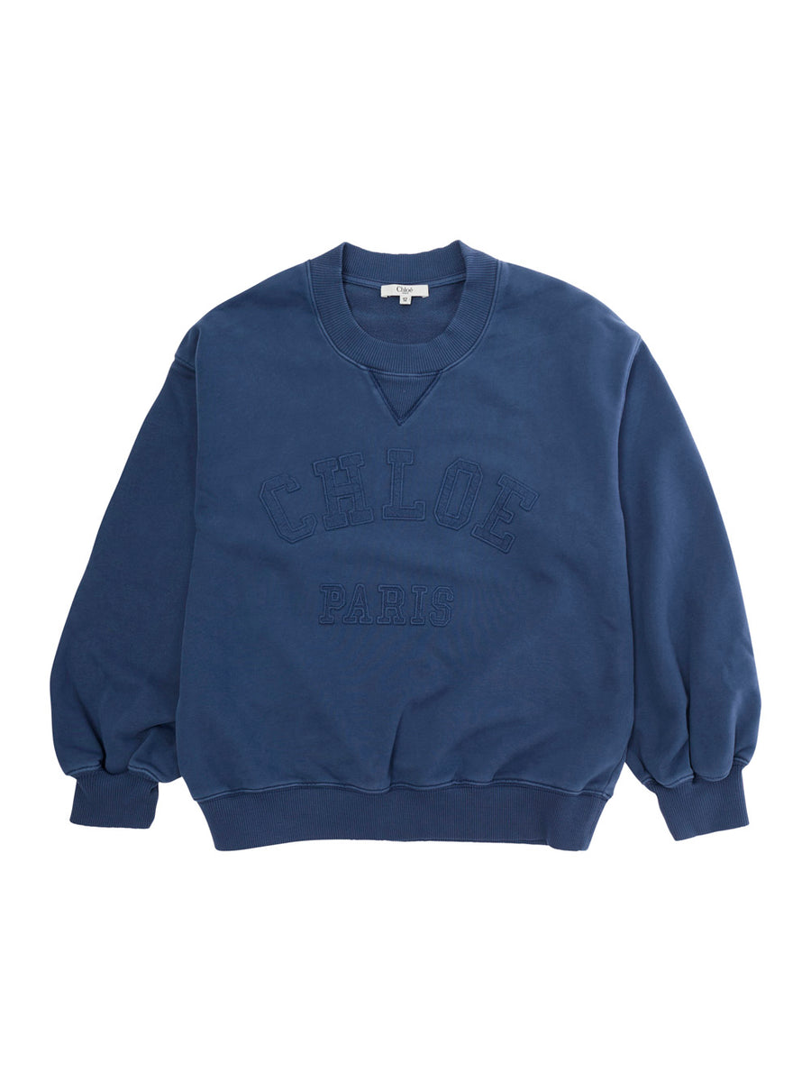 Crewneck Sweatshirt Blue Cotton Hoods & Sweatshirts